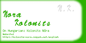nora kolonits business card