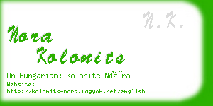 nora kolonits business card